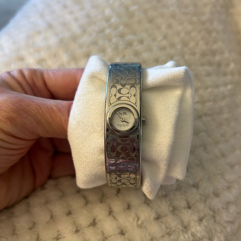 Coach Silver Signature Bangle Watch Bracelet